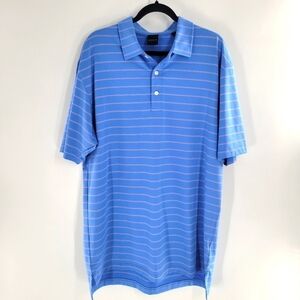 Dunning Men's XL Blue Striped Short Sleeve Golf Casual Polo‎ Shirt